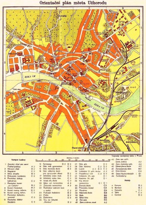 A csehszlovák Užhorod (Ungvár) térképe – 1933