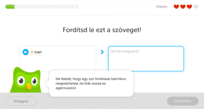 A Duolingo magyar felülete