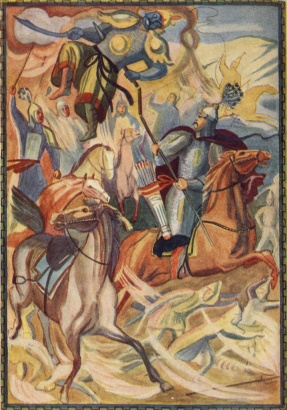 A mangasz a mongol mesék és eposzok jellegzetes gonosz figurája, emberi és állati jegyeket ötvöző lény. A képen a Dzsangar eposz egy illusztrációja látható, felül egy mangasz ábrázolásával