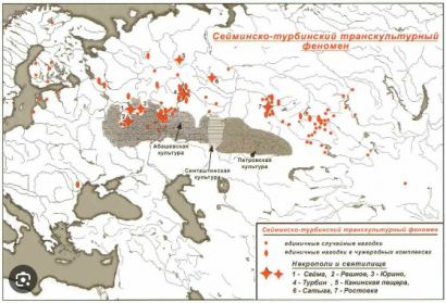 A Szejma-Turbino-i transzkulturális jelenség elterjedési térképe