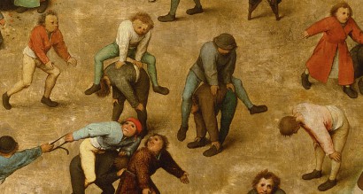 Bakugrás az idősebb Pieter Brueghel Gyermekjátékok című képén
