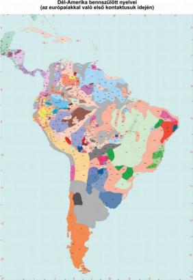 Dél-Amerika indián nyelvei Siposs András térképén