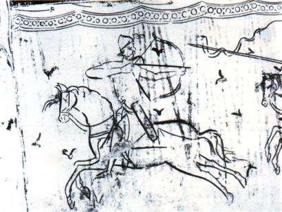 Egy igazi magyar az aquileiai templom faláról: előre lovagol, de hárafelé lövöldöz