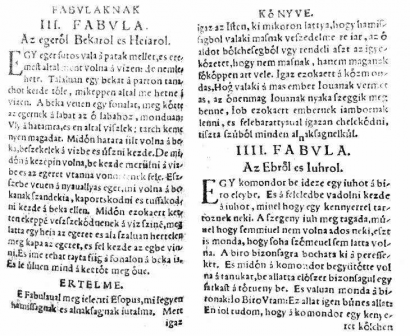 Heltai Gáspár fabulái (1566): az [sz]-t már a ſz jelöli, alakja feltűnően hasonlít a ß-éra.