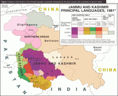 Kasmír és Dzsammu nyelvei. (nagyítható)