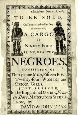 Rabszolgakereskedő hirdetménye 1769-ből