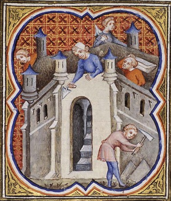 Salamon templomának építése –1450 körül készült illusztráció