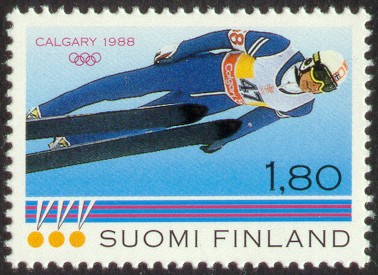 Síugró egy finn bélyegen. Milyen messze rugaszkodtak az alapnyelvtől?