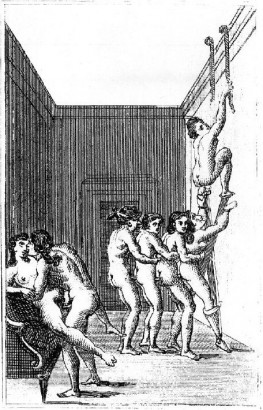 Szodómia. Illusztráció De Sade márki Justine regénye című művének 1797-es holland kiadásából.