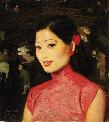 Tatz László: Fiatal kínai szépség – ha a datálást jól értelmezzük a kép bal alsó sarkában, a művész 1937-ben, Shanghajban festette a képet