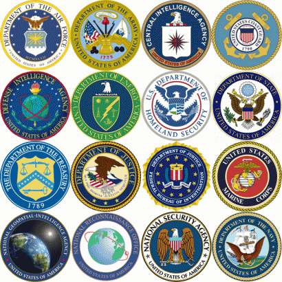 Titkosszolgálati tevékenységet végző amerikai szervezetek jelképei. Sokan vannak, de vajon elegen?