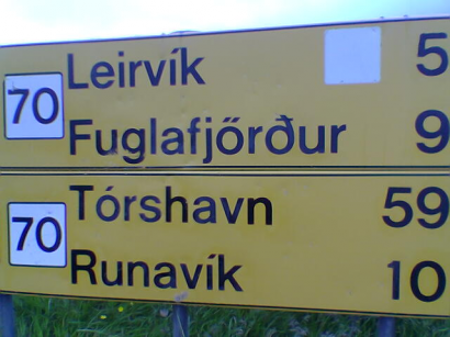 Útjelző tábla a Feröer-szigetekről 
